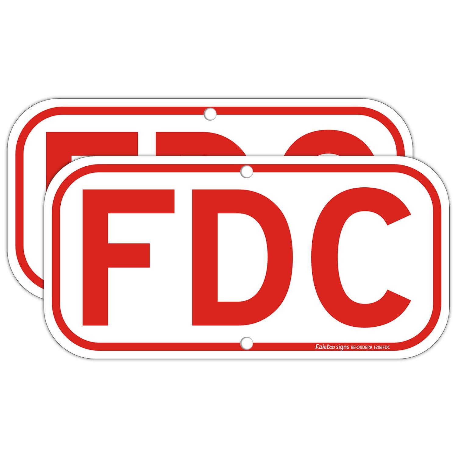2 Pack 12×6 Inch FDC Sign Fire Department Connection .40 Rust Free Aluminum