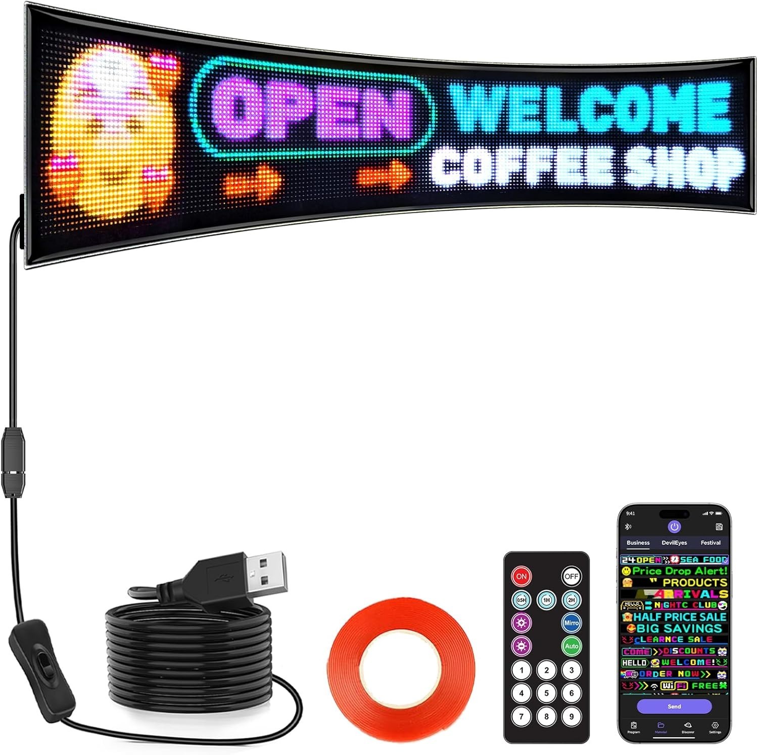 Flexible 31”x8” Dual Row LED Sign – Customizable Messaging for Hotels & Events