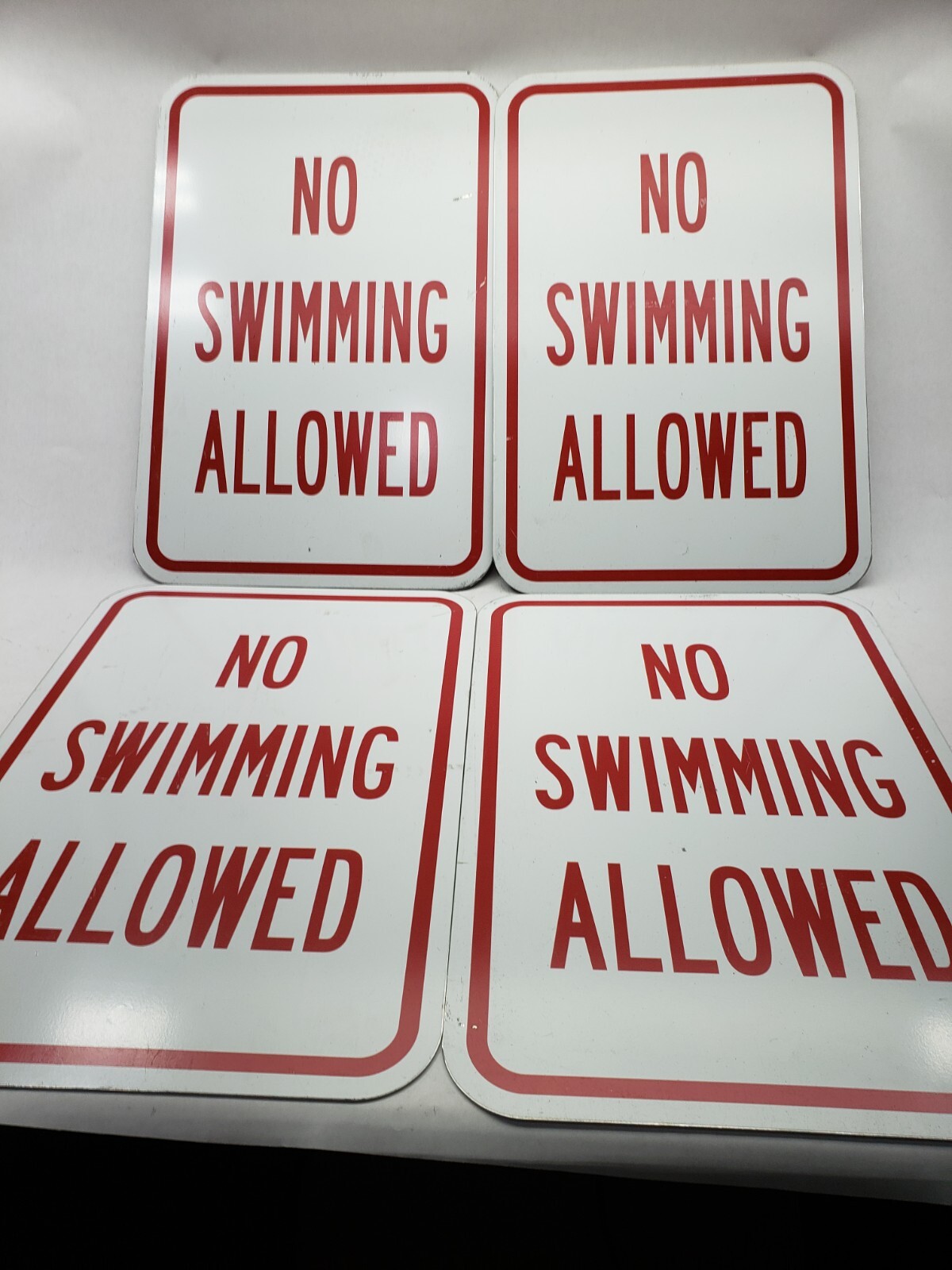 LOT OF 4 No Swimming Allowed Sign 12″ X 18″ Heavy Gauge Aluminum Signs