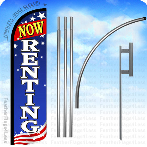 NOW RENTING – Windless Swooper Flag KIT Feather Banner Sign 15′ Set bz