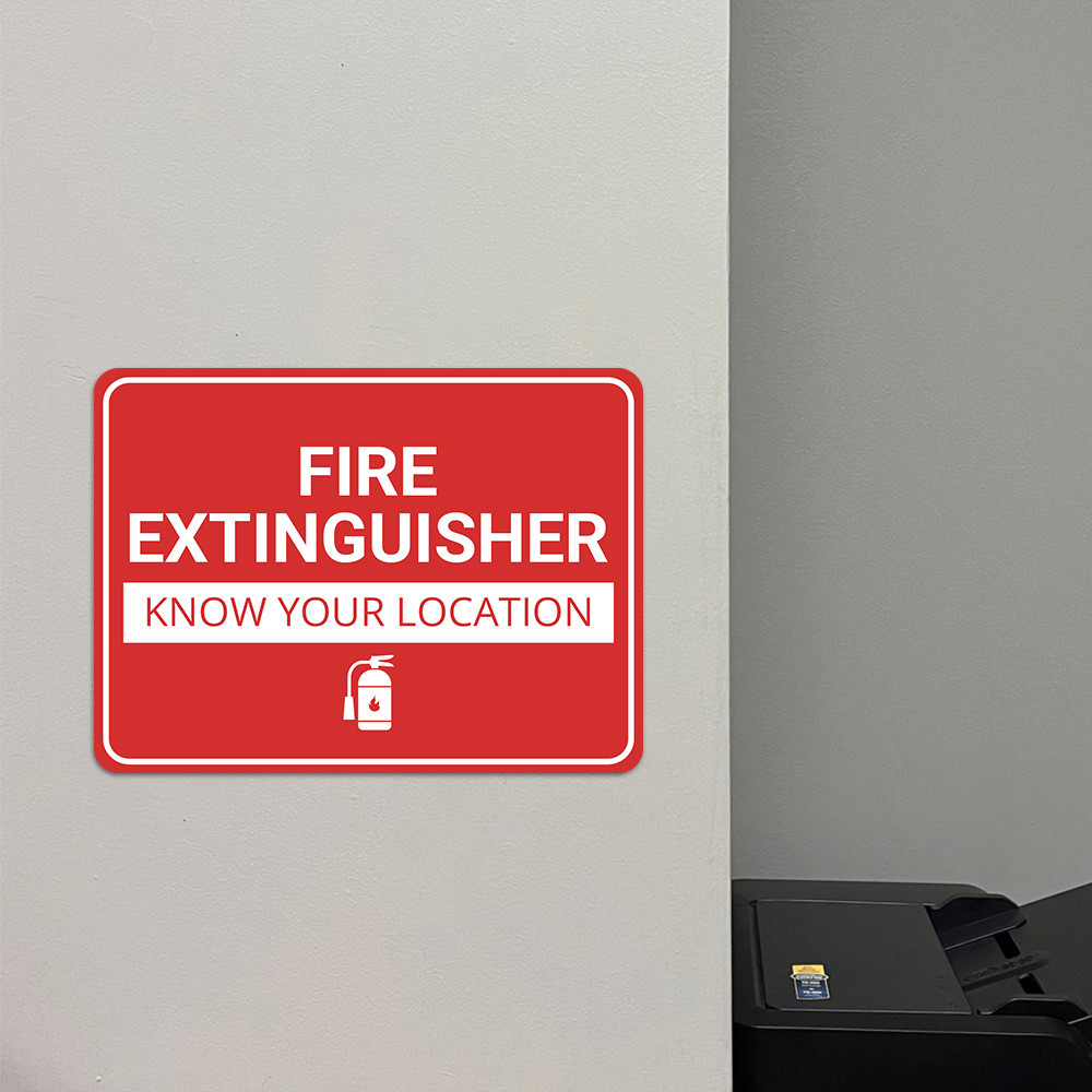 Classic Framed Plus Fire Extinguisher – Know Your Location Door or Wall Sign