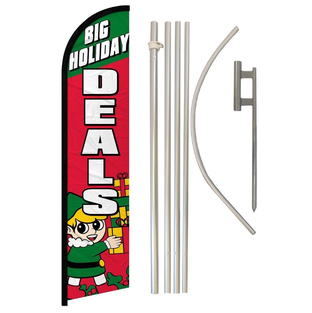 Big Holiday Deals Windless Advertising Flag & Pole Kit