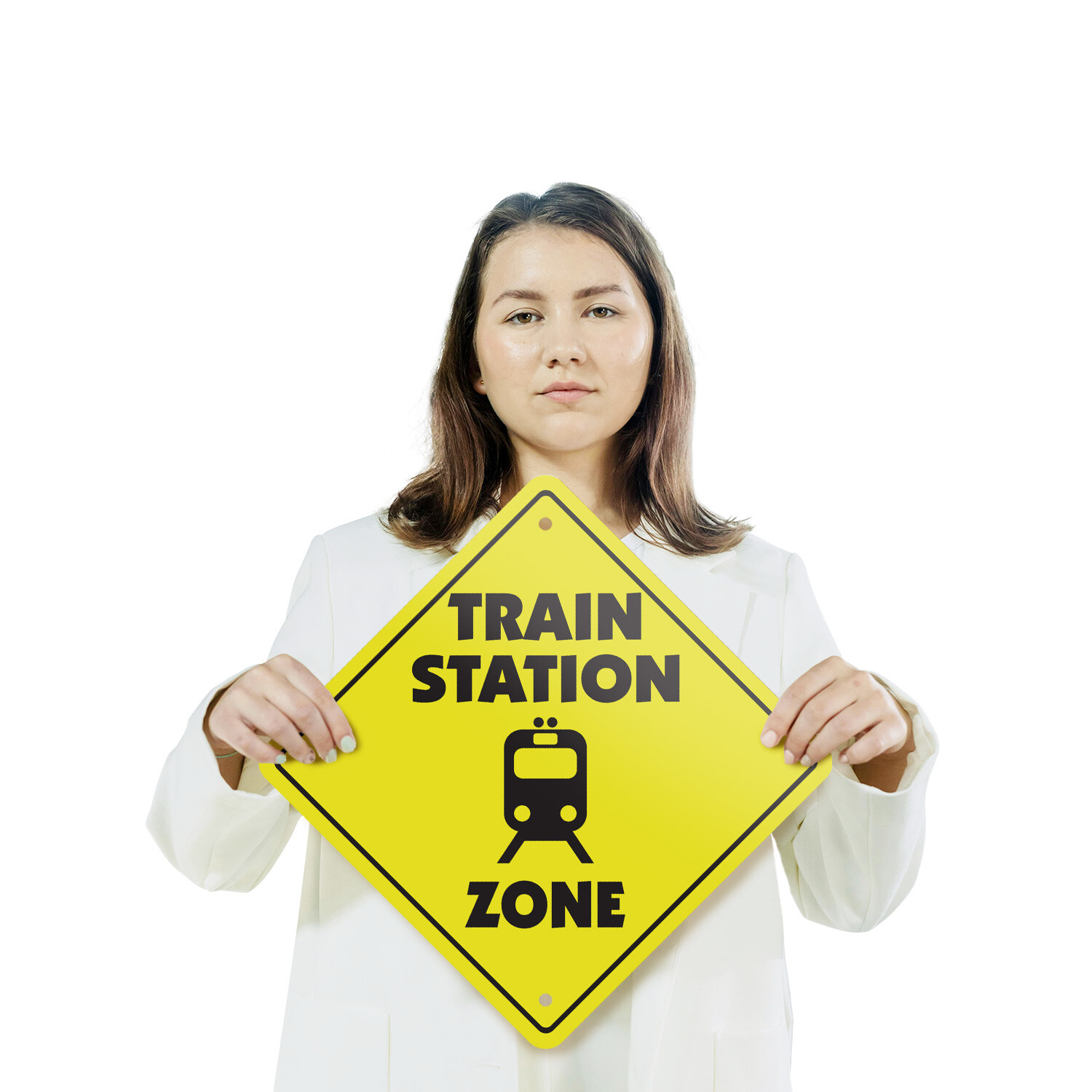 Train Station (3 Pack) Plastic Street Sign Crossing Warning Vintage Rustic
