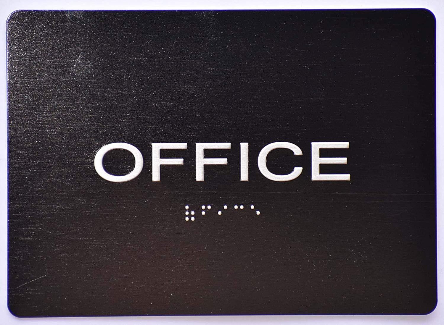 Office Door Sign -Black(Aluminium, Black/Silver,Size 5×7) The…REF24-1027