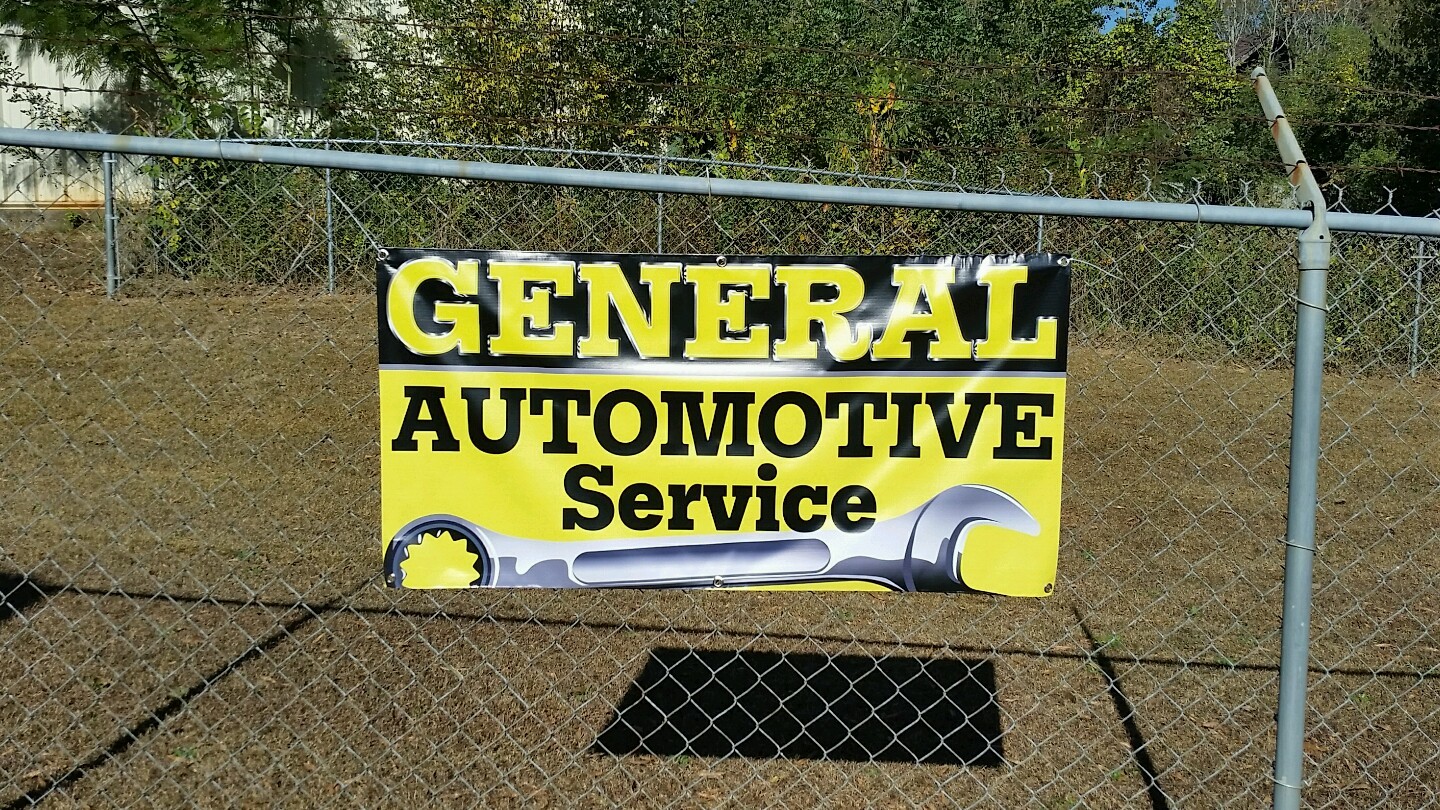 GENERAL AUTOMOTIVE SERVICE Banner Poster Display Open Sign Mechanical Oil Brakes