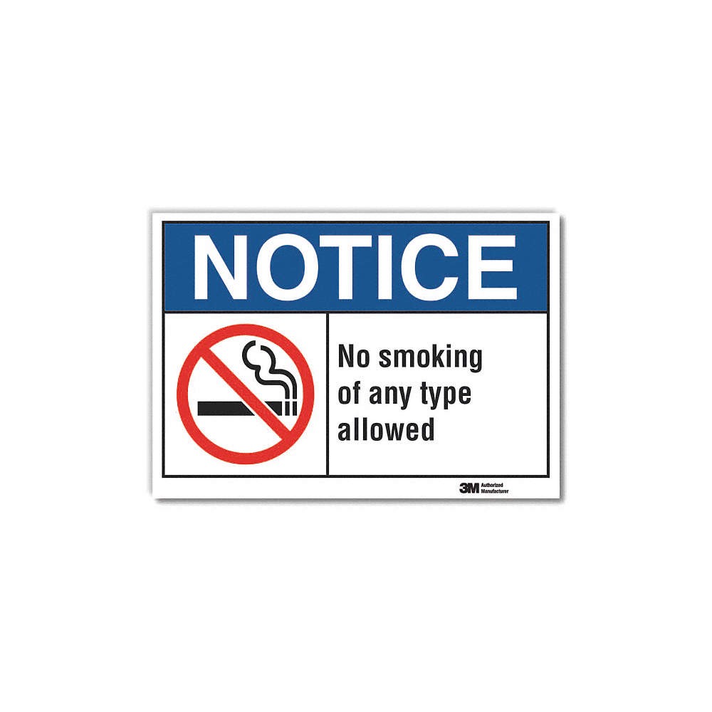 LYLE LCU5-0026-RD_5x3.5 No Smoking Notice Rflctv Label,3.5inx5in 48WR59