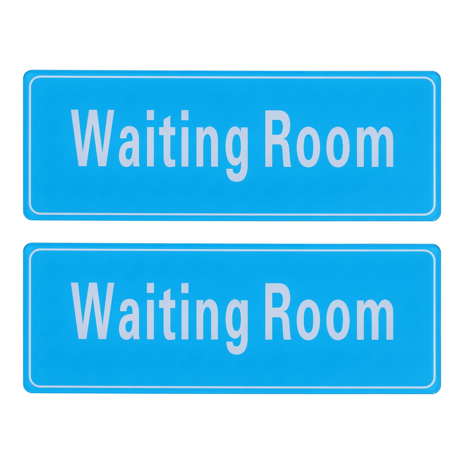 9″x3″ Waiting Room, 2Pcs Room Door Sign Self-Adhesive Light Blue with White Text