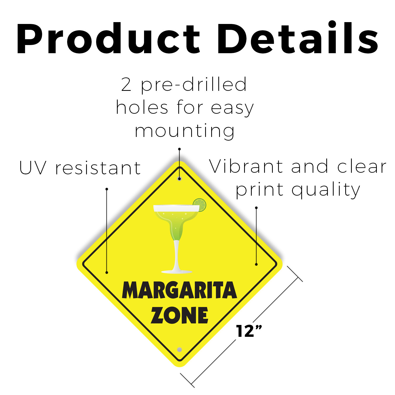 Margarita (3 Pack) Plastic Street Sign Crossing Warning Vintage Rustic Beware