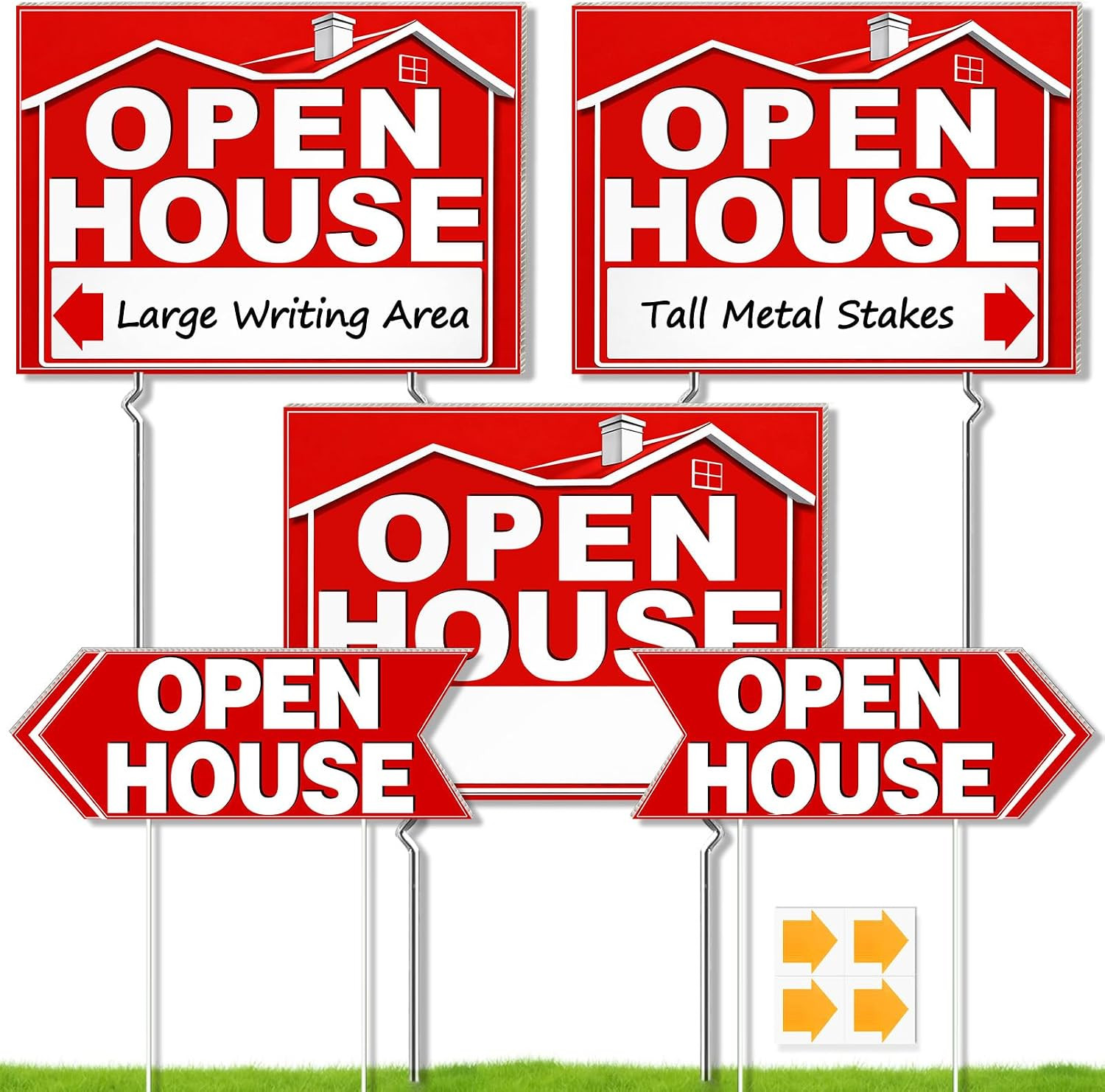 Open House Signs for Real Estate 5 Pcs, 3 Open House Signs with Metal Stakes 17