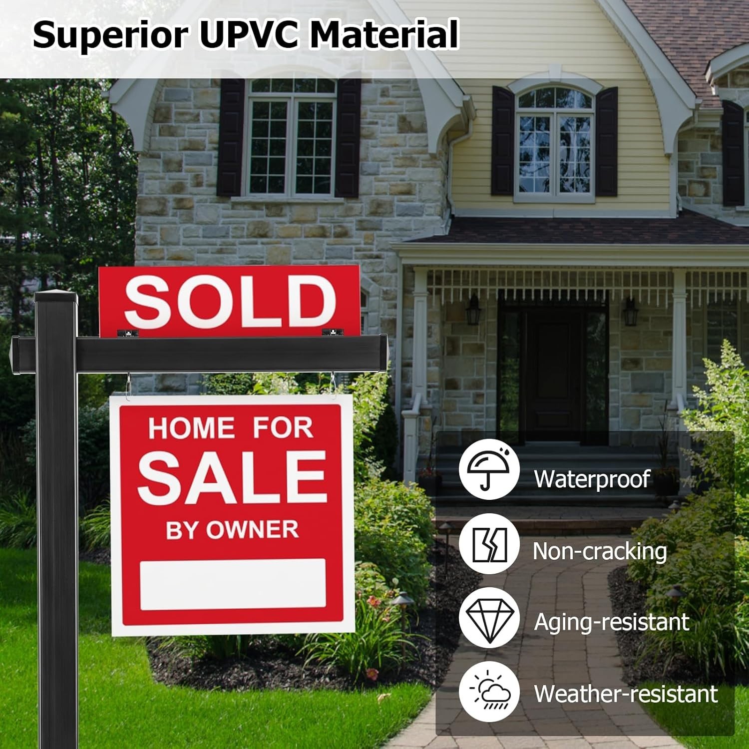 NEW 6FT Real Estate Sign Post UPVC Yard Sign Holder 36in Arm