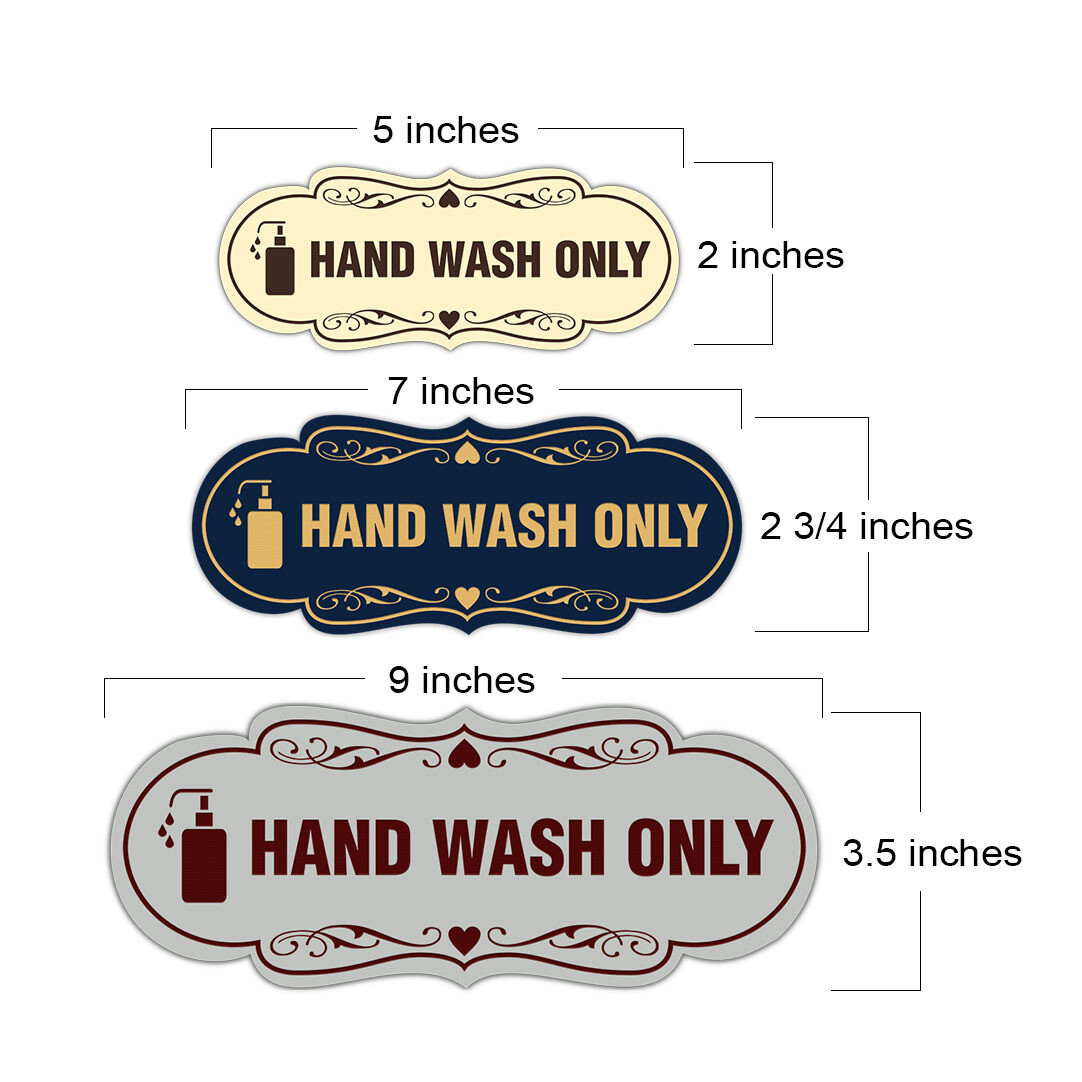 Designer Hand Wash Only (Soap) Wall or Door Sign