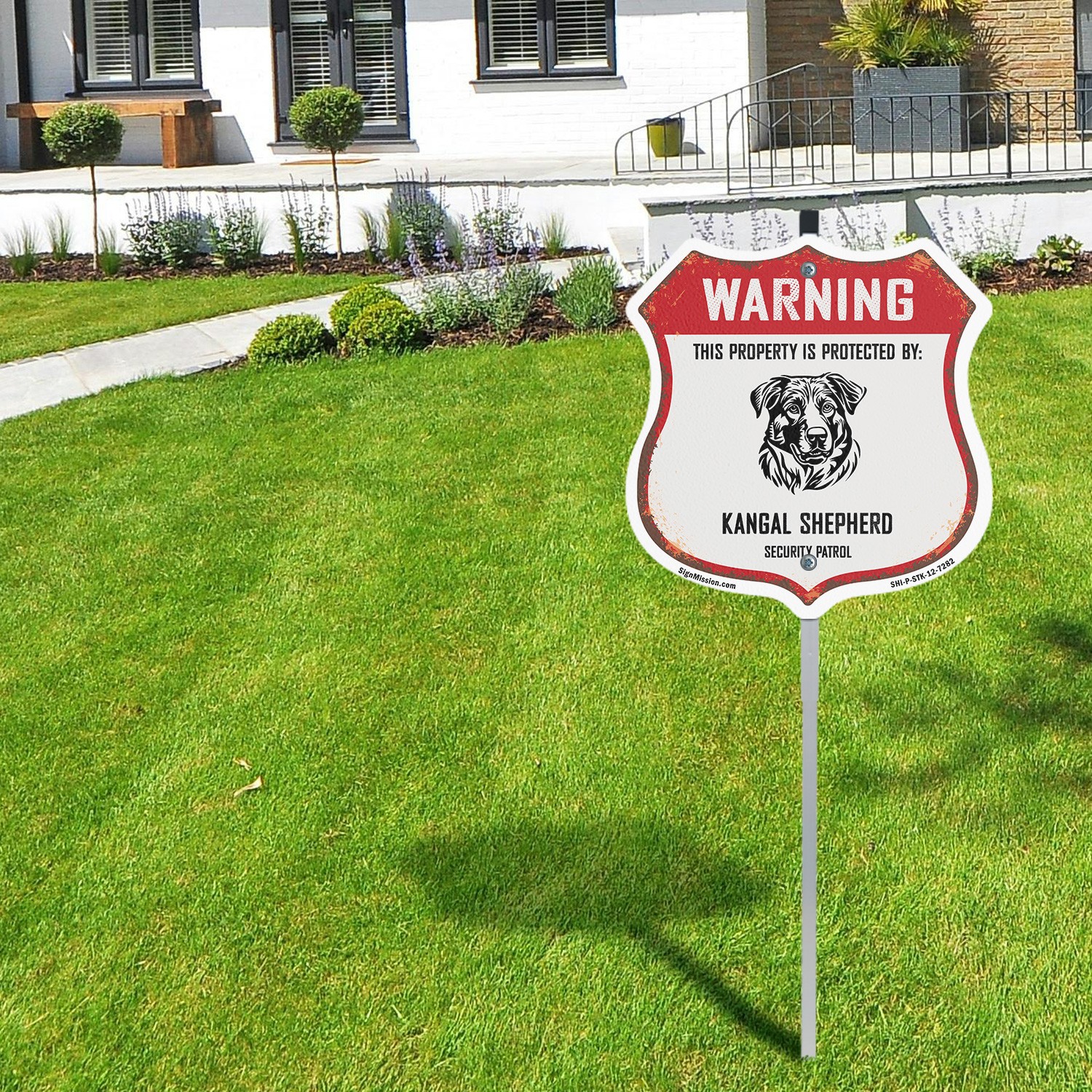 Warning Property Protected by Kangal Shepherd Made in th Shield Sign With Stake