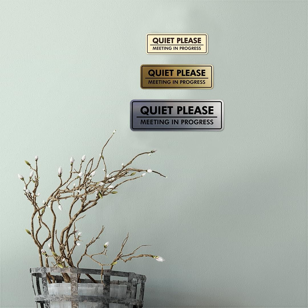 1 PC Standard Quiet Please Meeting in Progress Sign Large Red Door Hanger