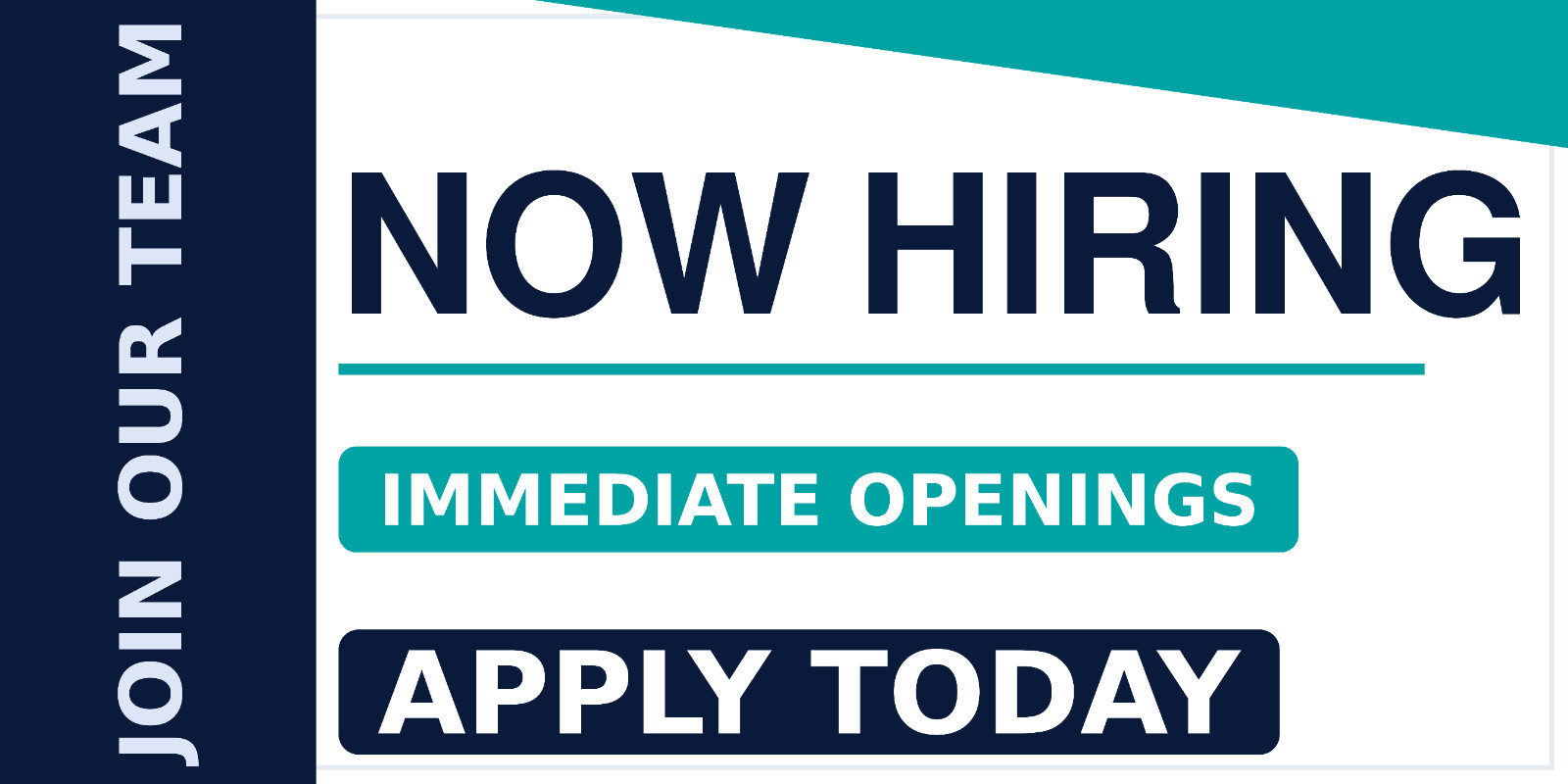 Now Hiring Banner Sign – Heavy Duty Vinyl – Business Office Storefront Advertise