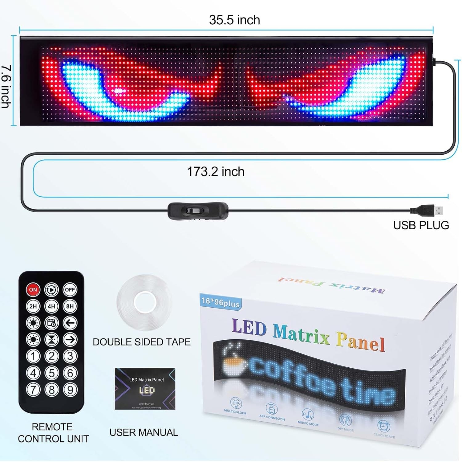 Large Programmable LED Devil Eyes Sign for Cars, Trucks & Shop Advertising