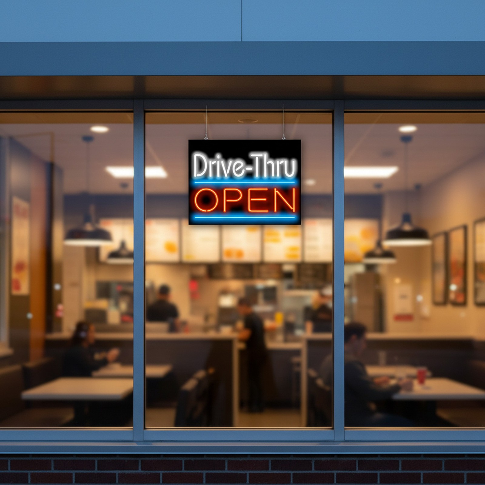 Drive Thru Open Neon Sign – Small 24″ x 18″ – Real Neon Attracts More Customers