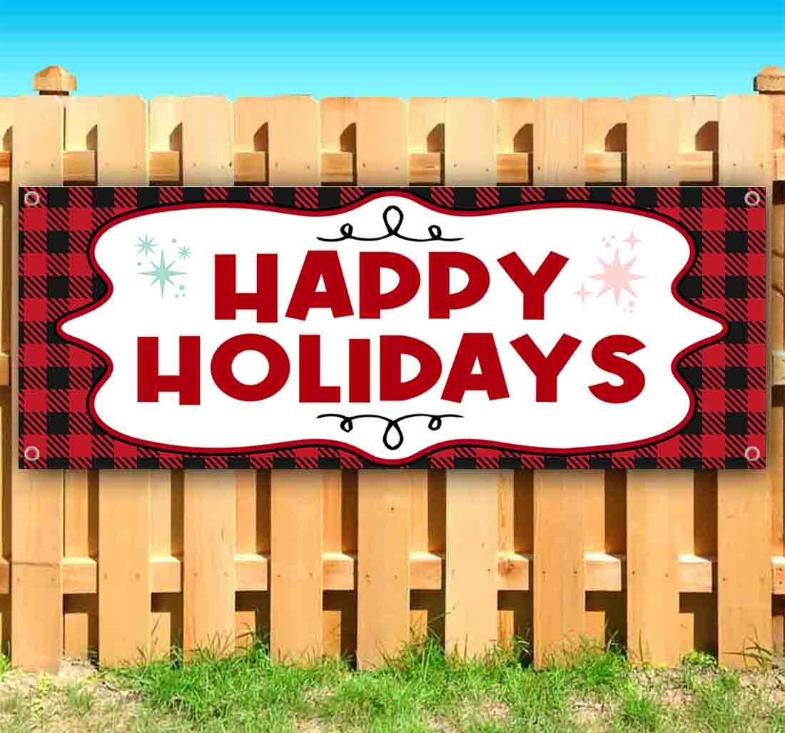 HAPPY HOLIDAYS Advertising Vinyl Banner Flag Sign Many Sizes HOLIDAY FIREWORKS
