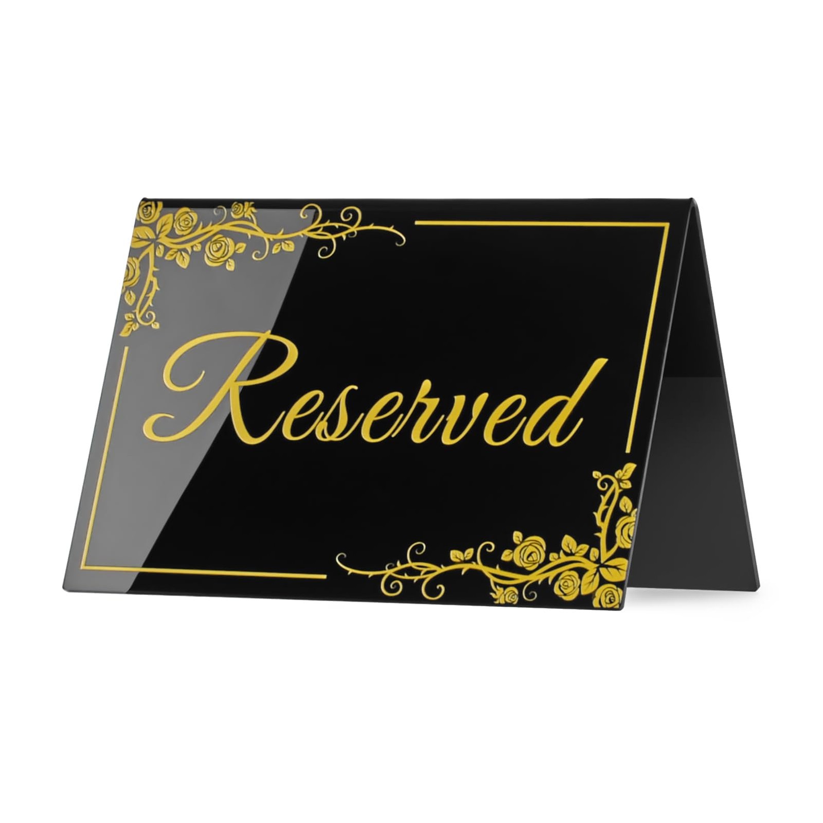 10 PCS Black Acrylic Reserved Table Signs 6×4 Inch Double Sided Tent Cards