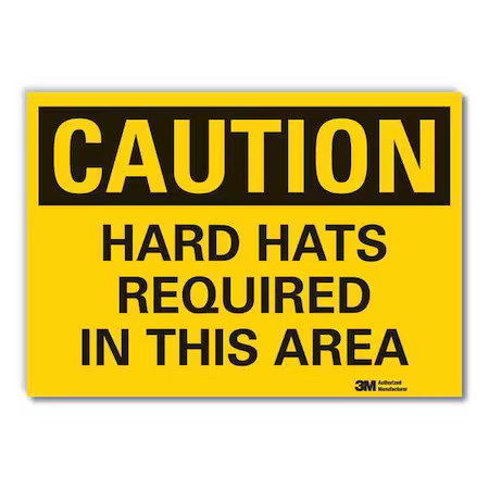 Lyle Lcu3-0333-Rd_14X10 Hard Hat Caution Rflctv Label, 10Inx14in