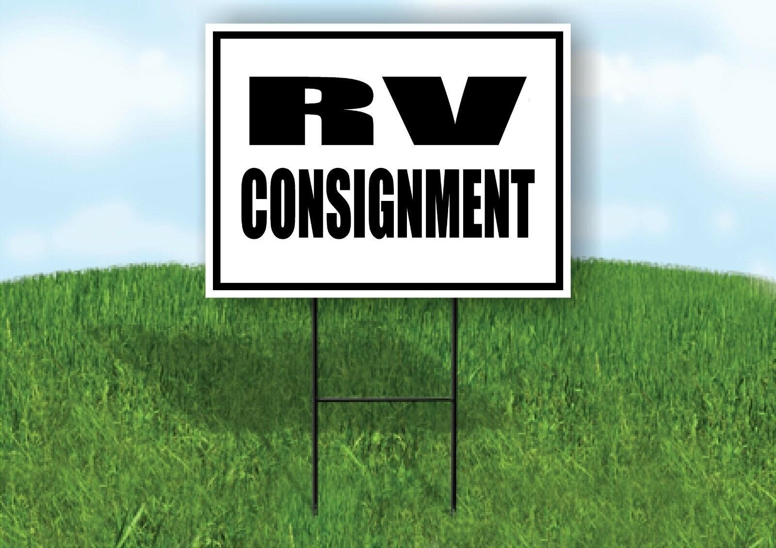 RV CONSIGNMENT BLACK BORDER Yard Sign Road with Stand LAWN SIGN