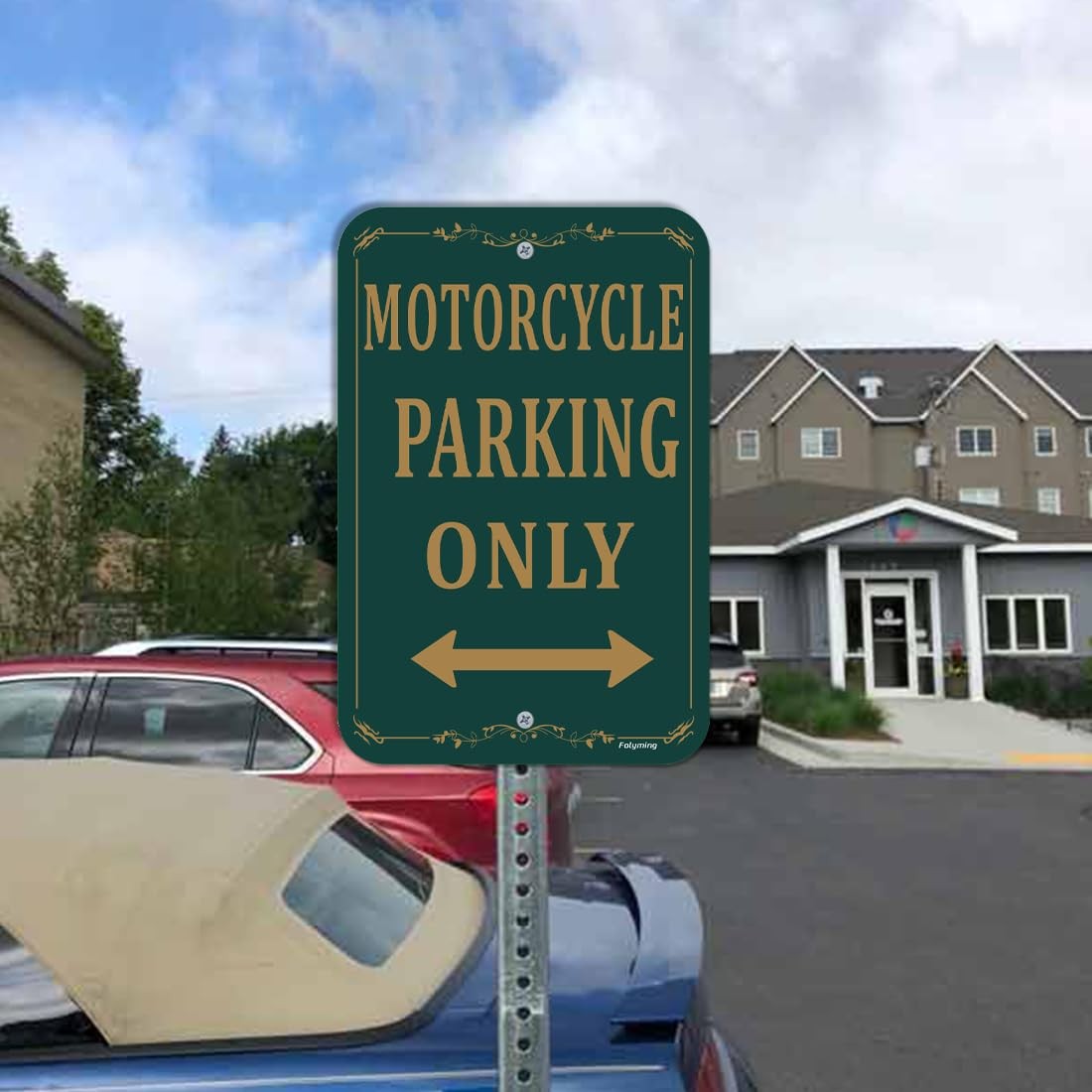 2 PCS 12×18 Inch Motorcycle Parking Only Signs Reflective Aluminum Rustproof
