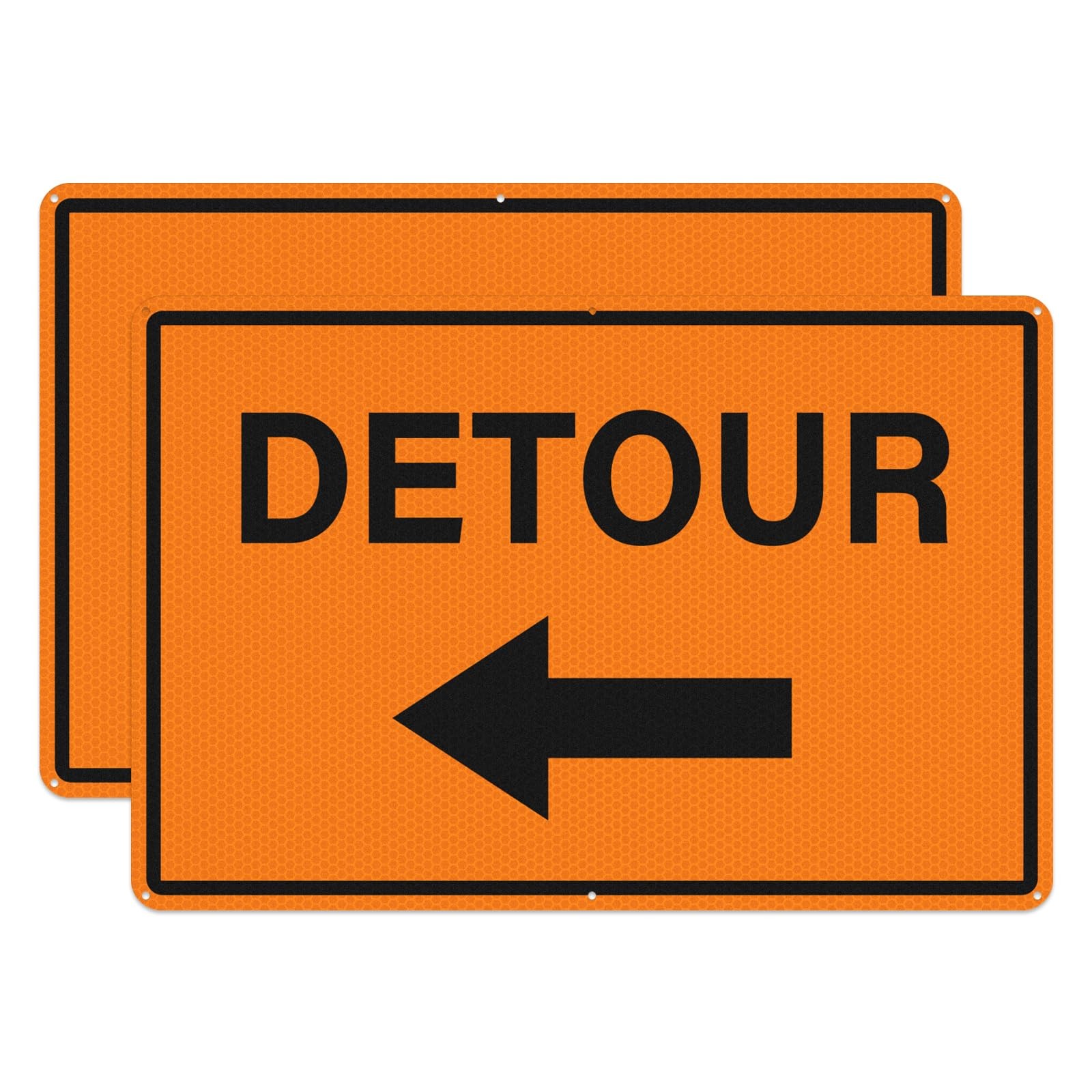 2 Pack Detour Sign Left Arrow 12×18 Inch Reflective Aluminum Road Safety