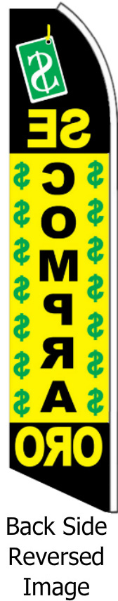 $$$ SE COMPRA ORO $$$ (We buy gold) TALL FLUTTER FLAG Feather Swooper Ad Banner