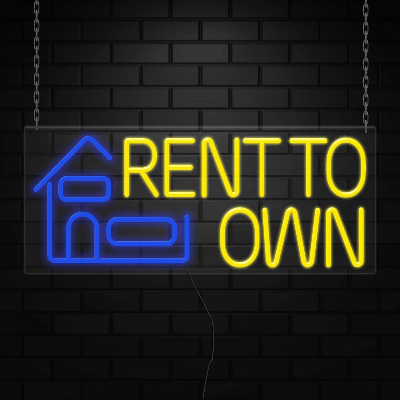 Rent to Own Sign for Window/Wall Displays | LED Flex Neon | 32″W x 13″H x 1″D