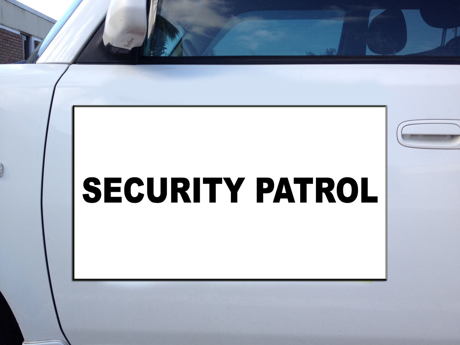 Security Patrol Black Car Door Magnets Magnetic Signs-Qty 2