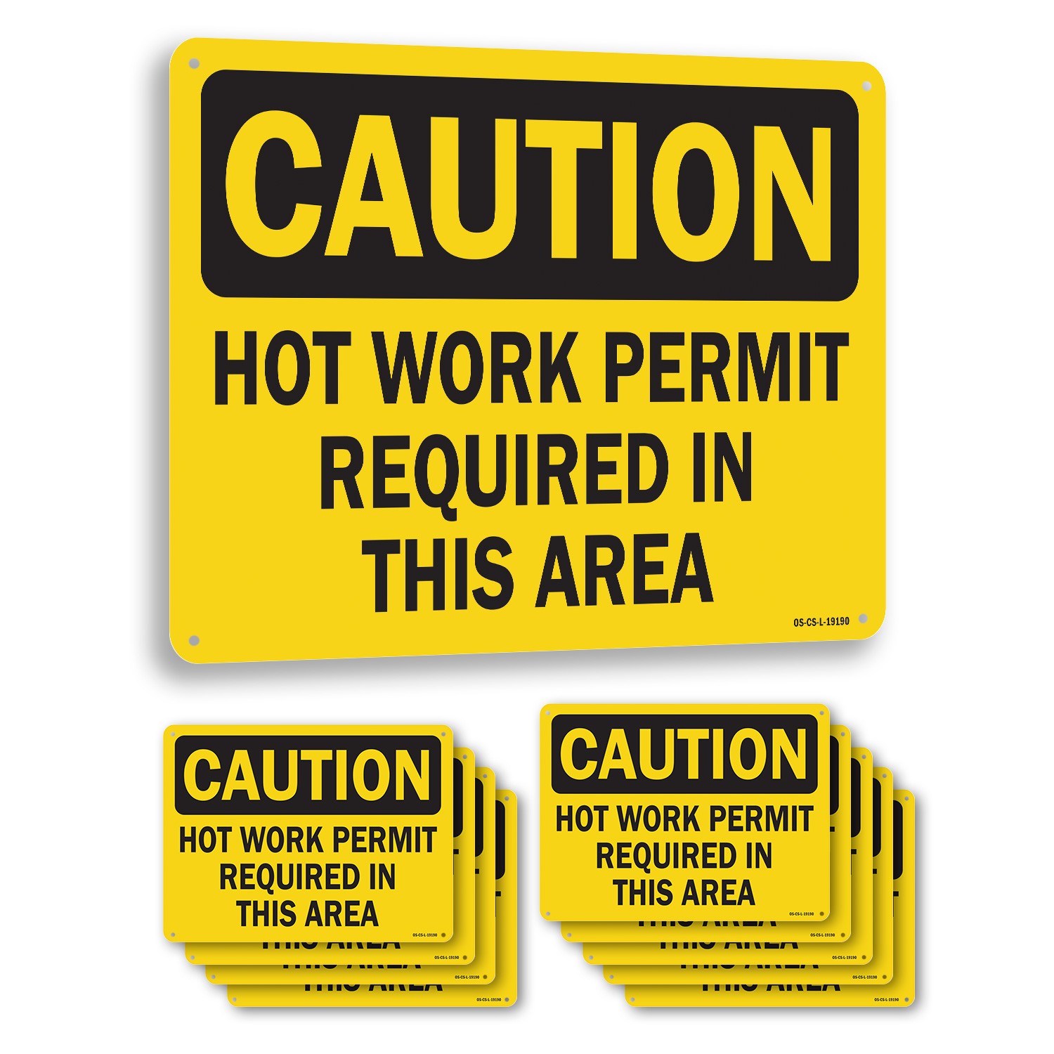Hot Work Permit Required In This Area OSHA Caution Sign Or Decal – 5 or 10 Pack