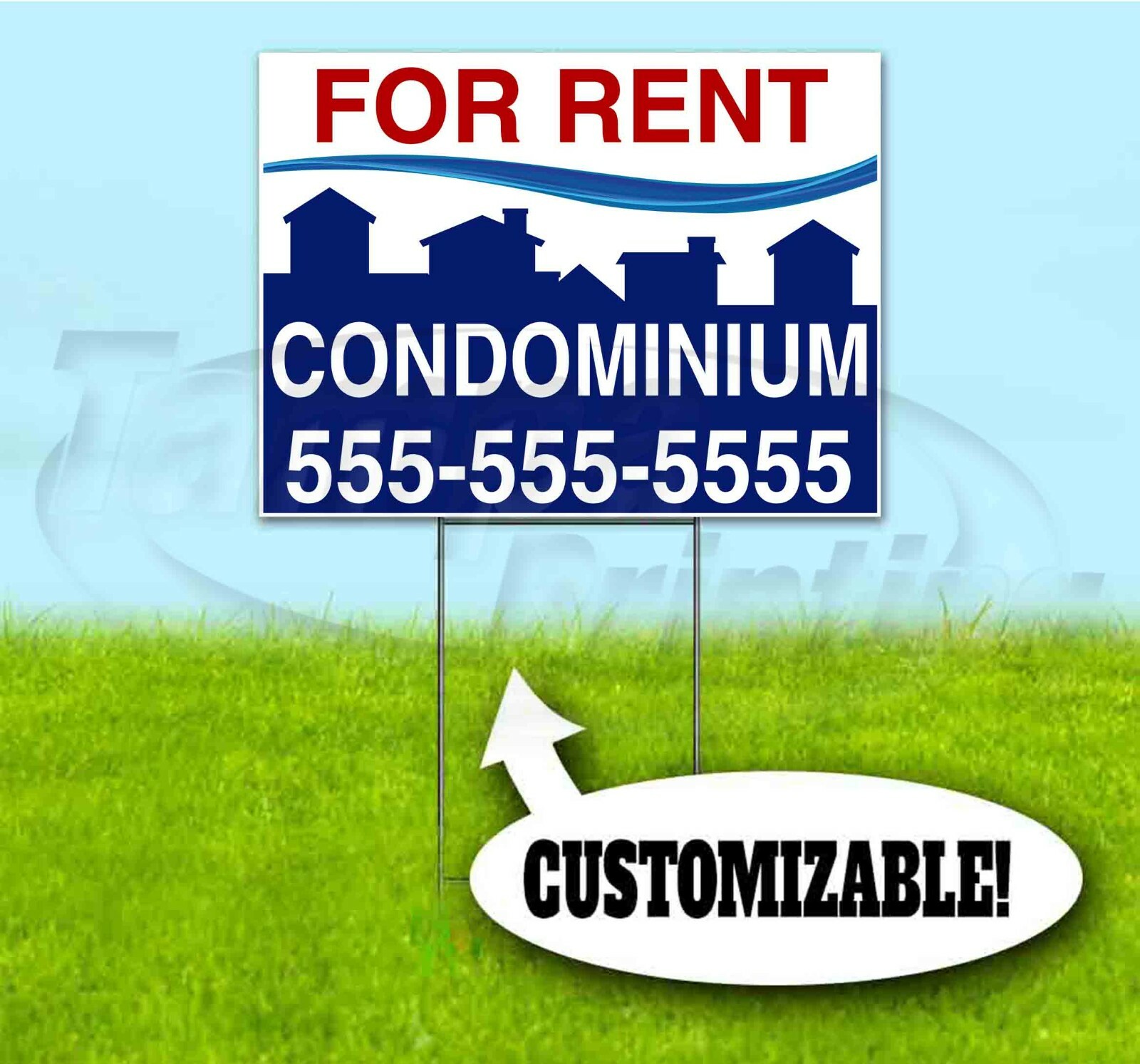 CONDOMINIUM FOR RENT CUSTOM 18×24 Yard Sign WITH STAKE REALTOR REAL ESTATE