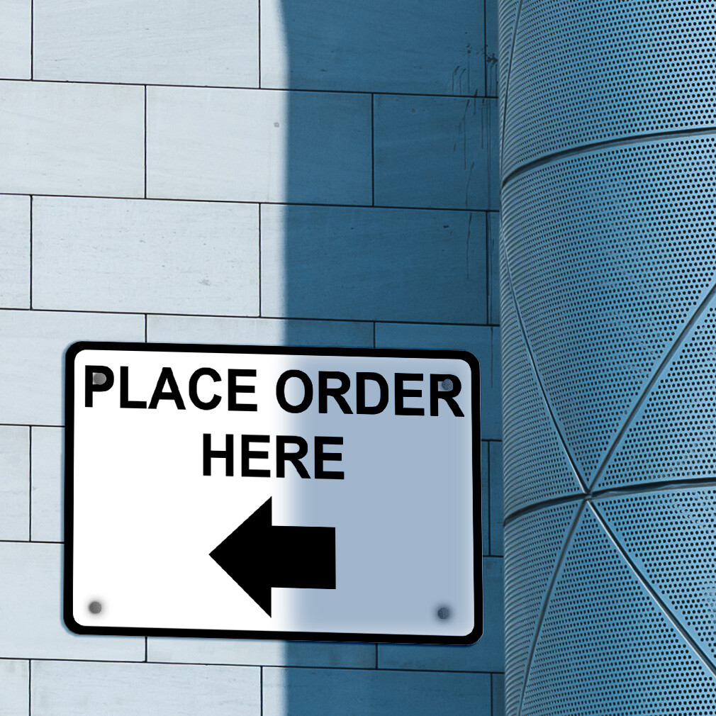 Horizontal Metal Sign Place Order Here W Left Arrow Weatherproof Street Signage