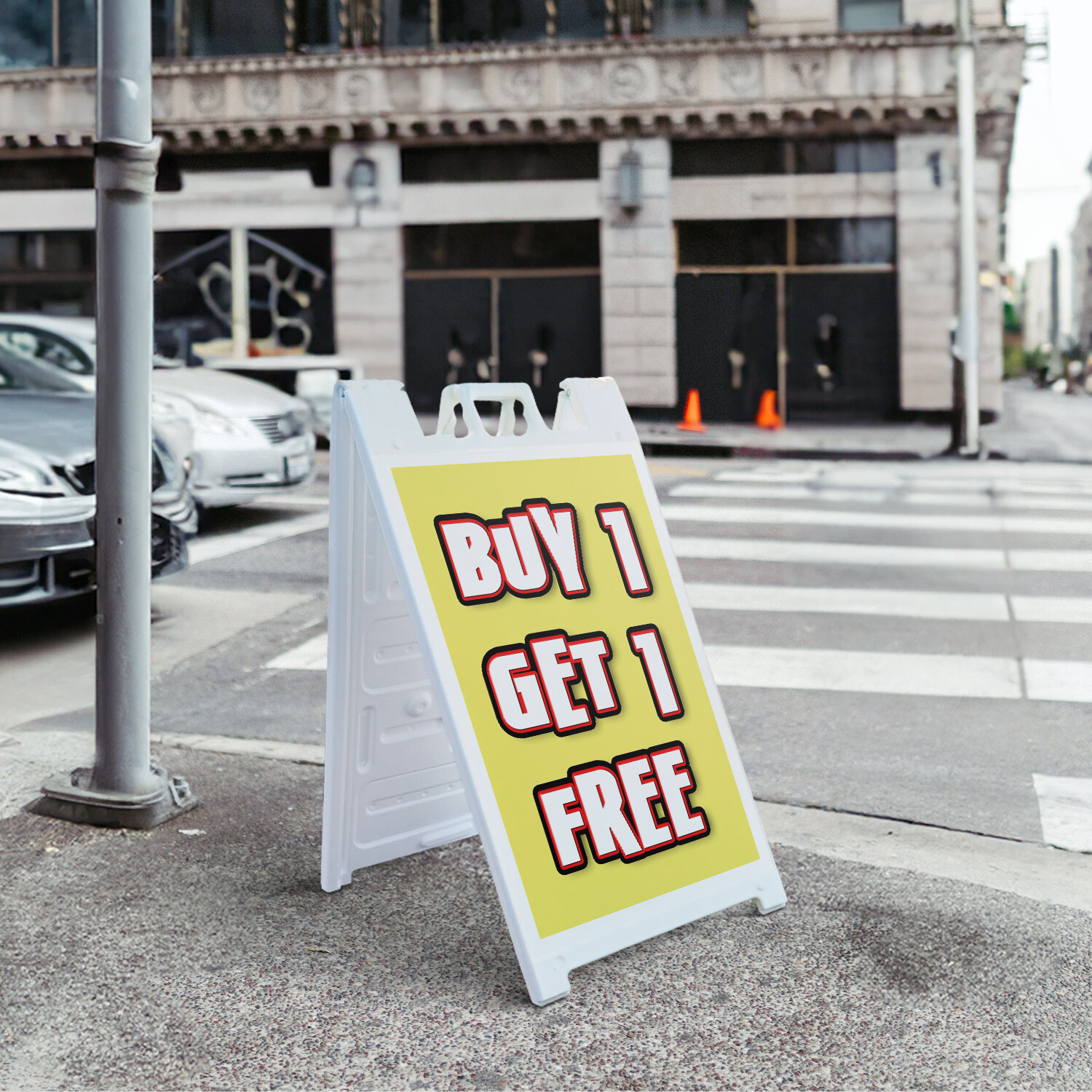 A-frame Sidewalk Buy 1 Get 1 Free 24″ x 36″ Double Sided A-Frame Sidewalk Sign