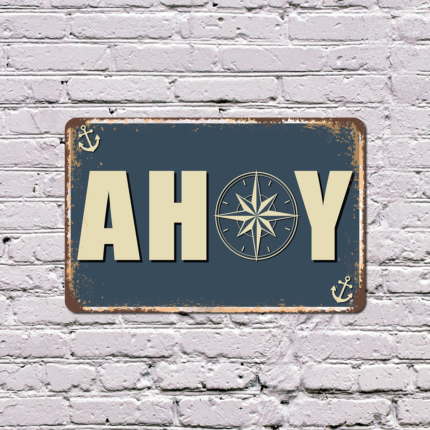 Ahoy Sign Anchors Up Welcome Aboard Durable Perfect for Entryways Baths
