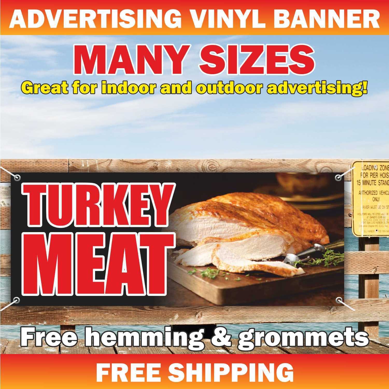 TURKEY MEAT Advertising Banner Vinyl Mesh Sign butcher steak beef chicken pork