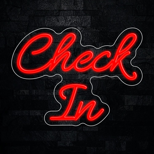 Check In LED Neon Sign 16″L x 22″H #33008