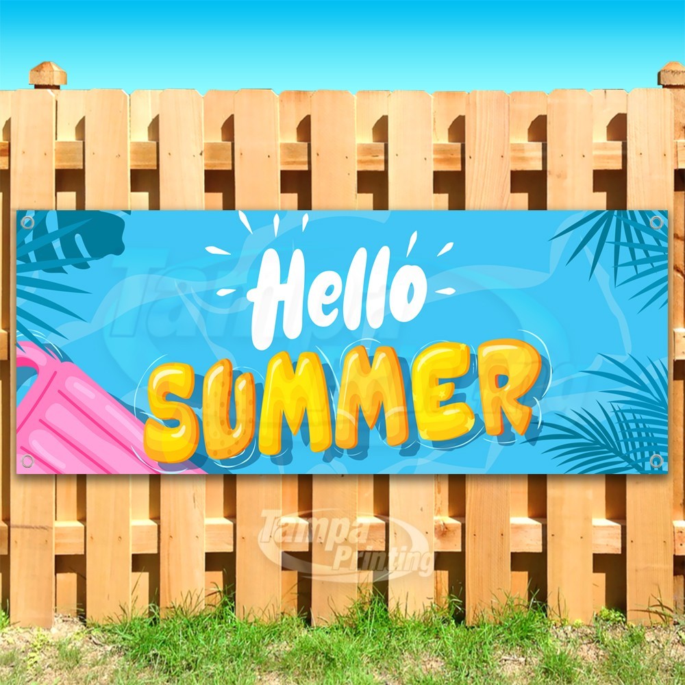 HELLO SUMMER Advertising Seasons Vinyl Banner Flag Sign USA SB10966