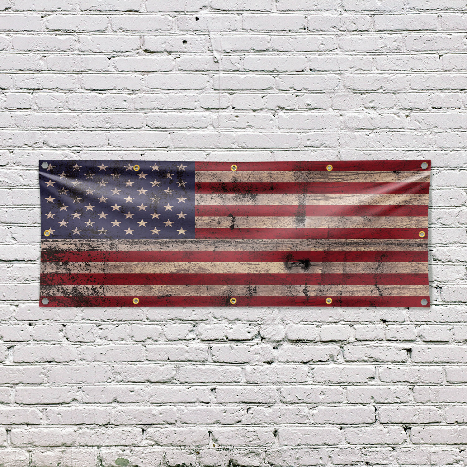 Rusty American Flag Vinyl Banner Sign with Metal Grommets Heavy-Duty