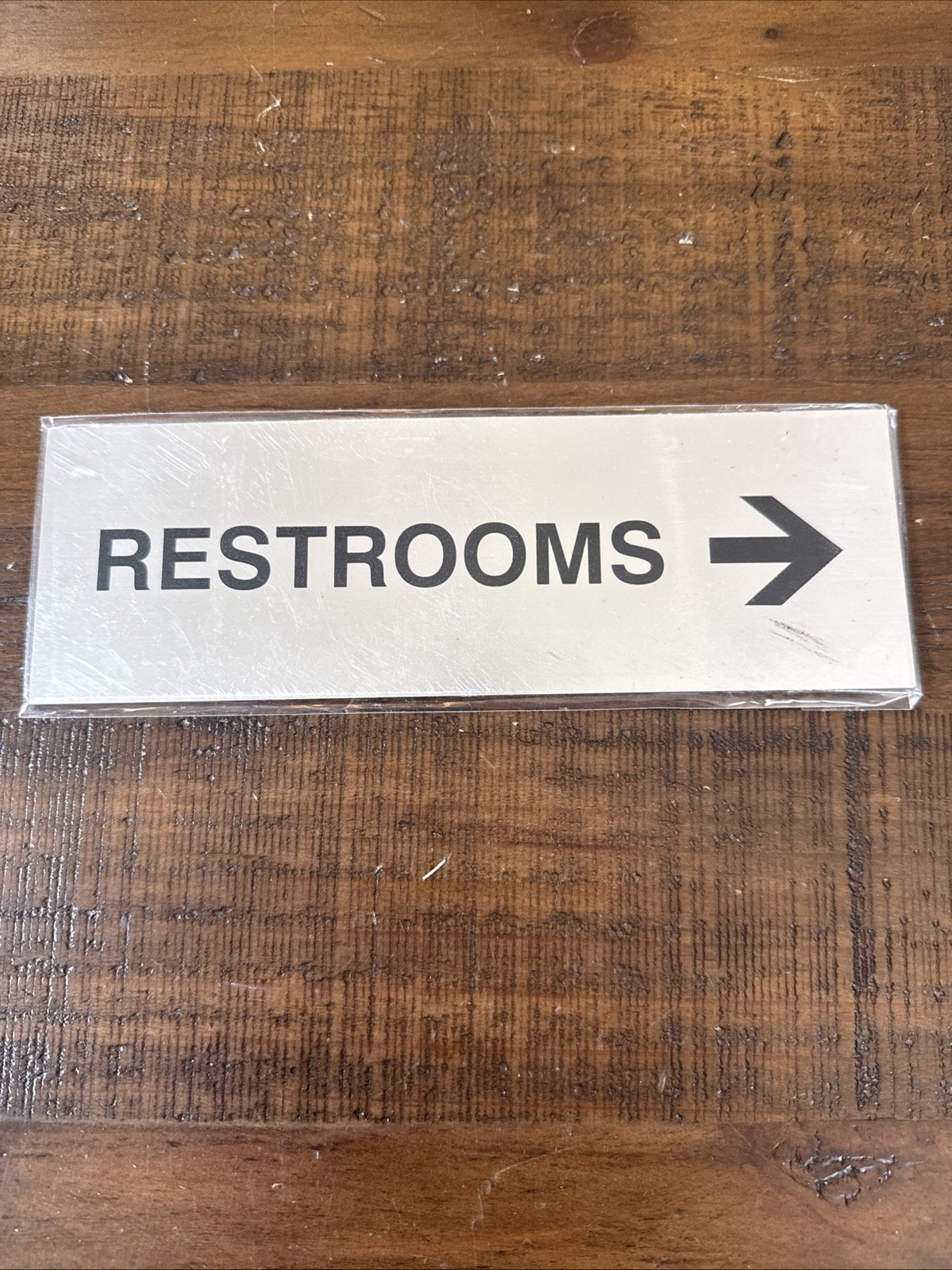 Basic Restrooms Right Arrow Directional Sign Durable Material Silver 3″ x 9″
