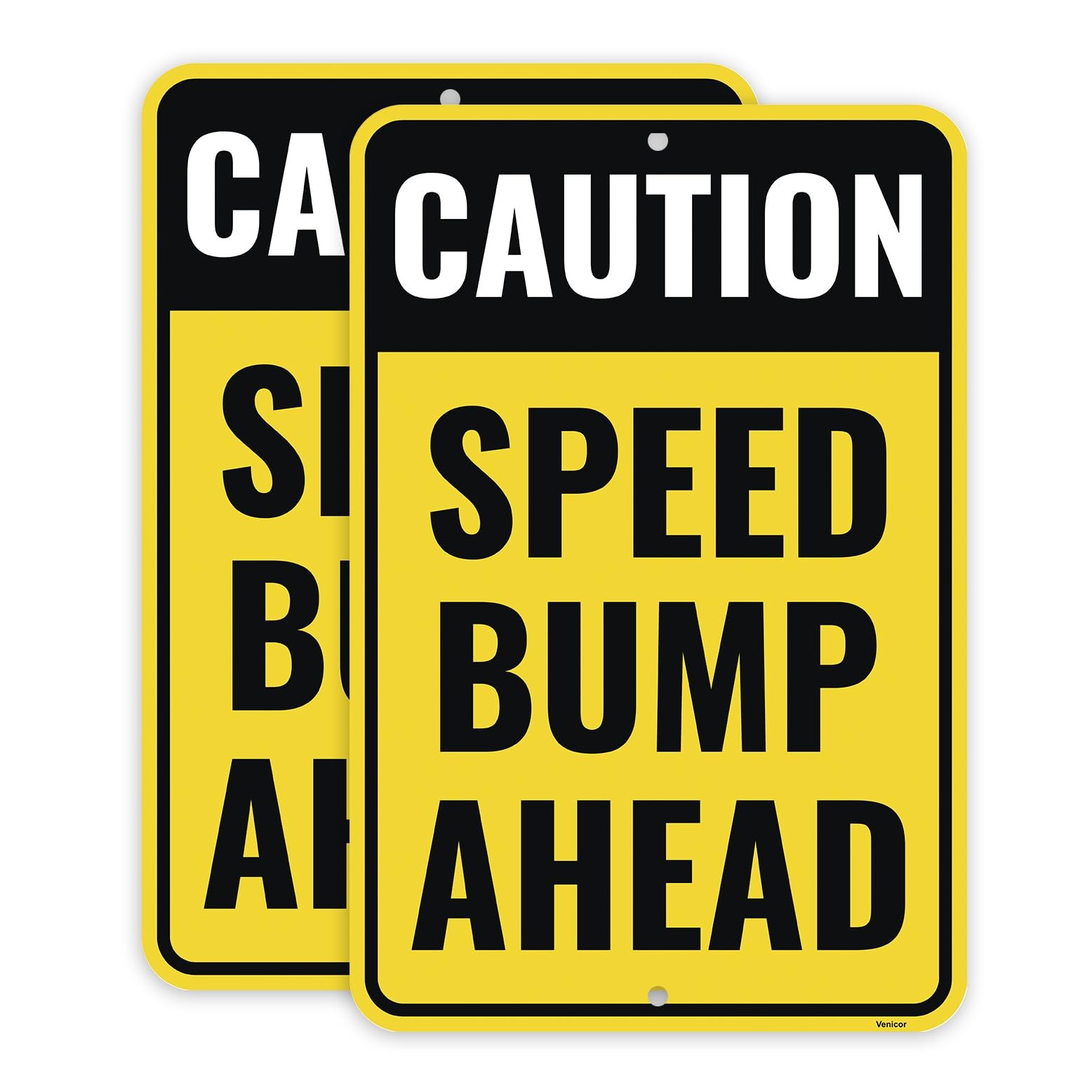 2 PC Speed Bump Sign 18×12 Inches Aluminum Caution Bump Ahead Signs