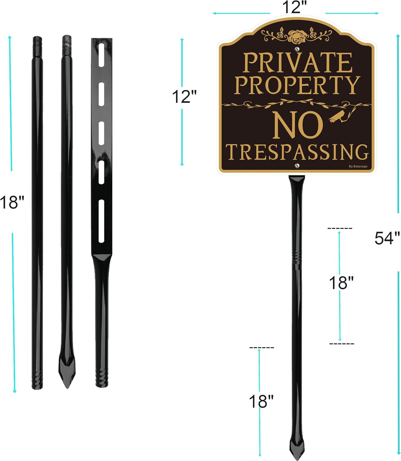 2Pack No Trespassing Signs with Metal Stakes – Durable Weather-Resistant Aluminu