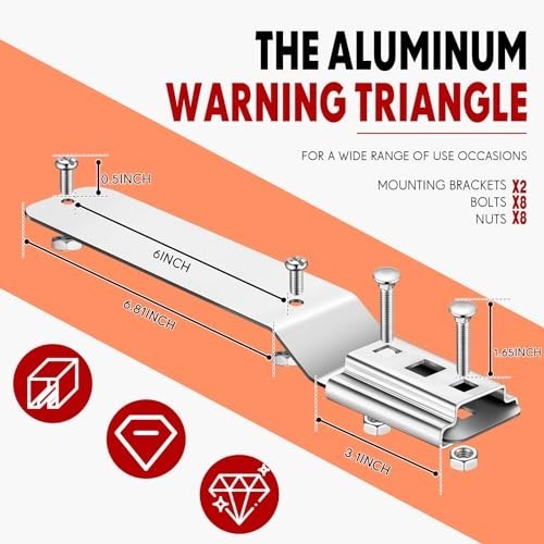 3 Sets Reflective Slow Moving Vehicle Sign with Mounting Bracket – 14″ x 16″ Alu