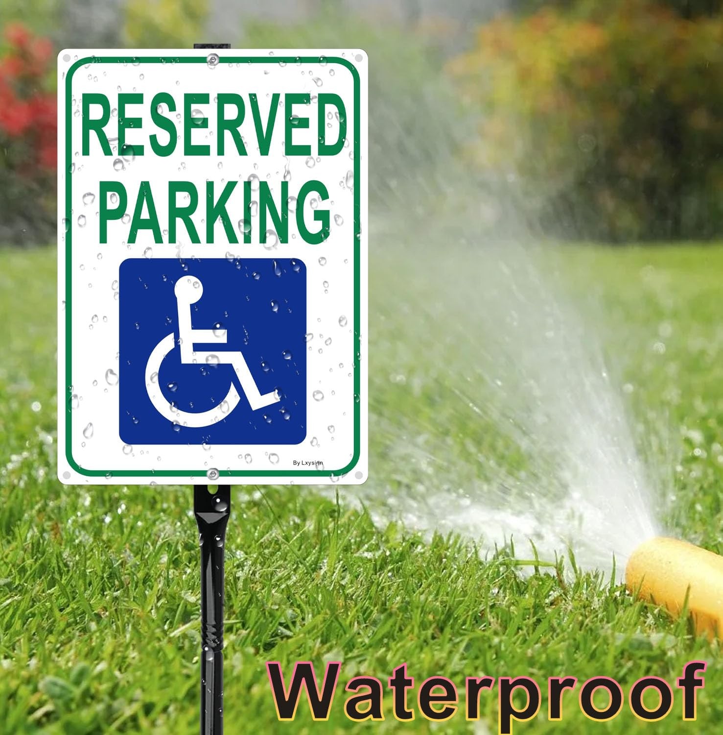Handicap Reserved Parking Sign 36 In Metal Stakes Reflective 14×10 In 2 Pack