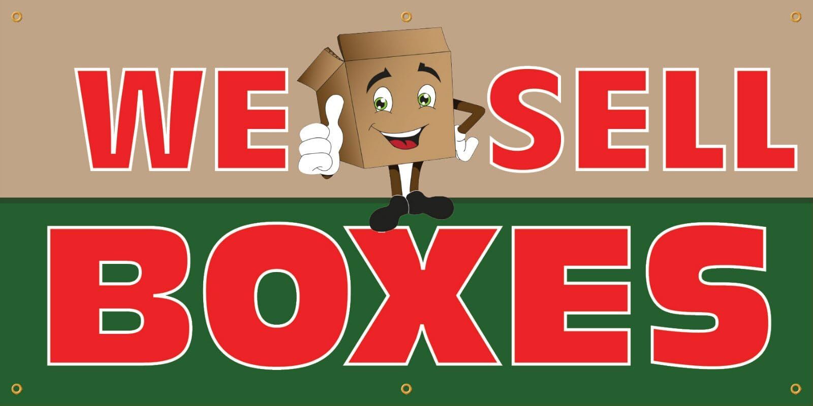 We Sell Boxes | Vinyl Banner w/ Grommets | 3’H x 6’W