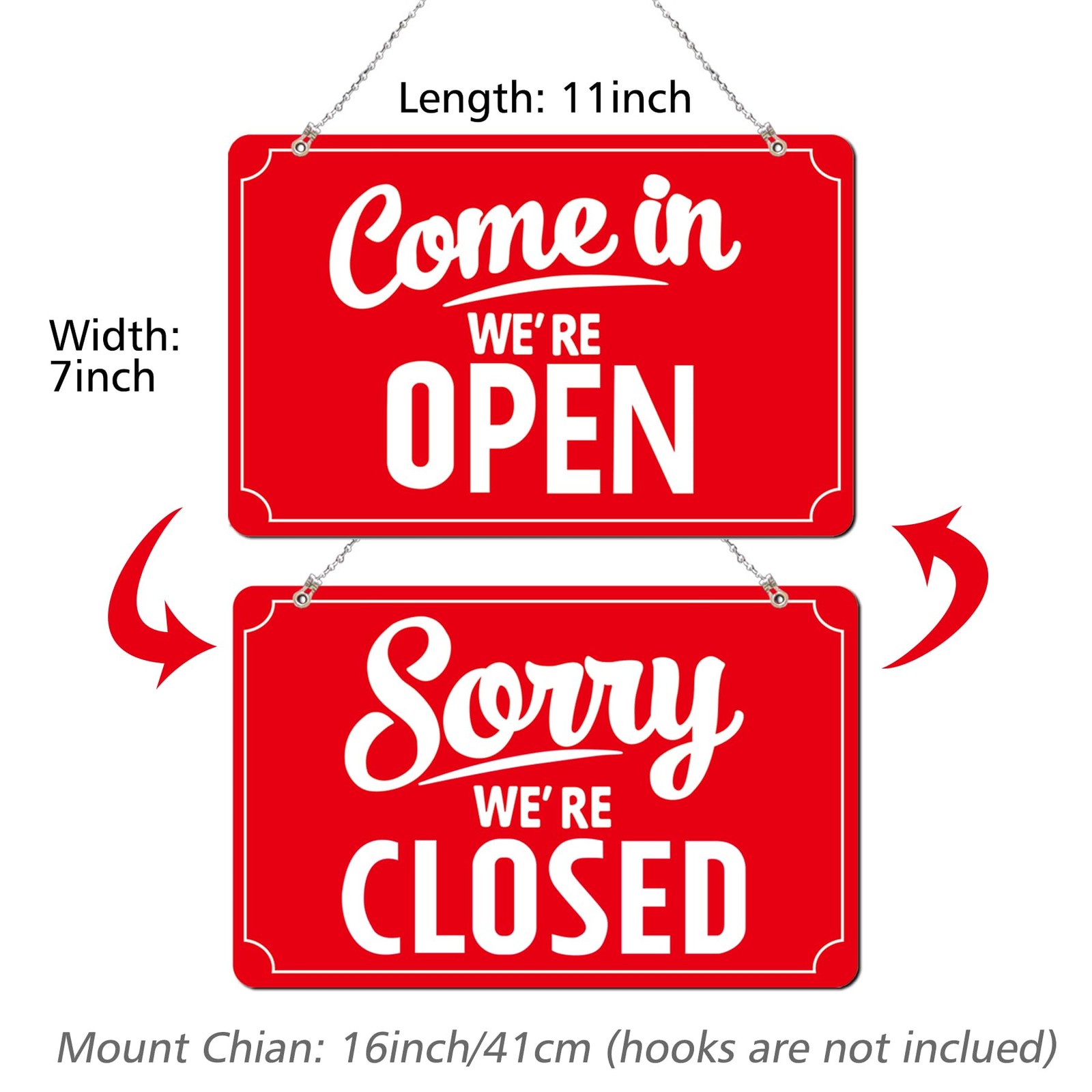 Open Closed Flip Sign Set, Business Hours Sign for Window Door, Black Double Sid