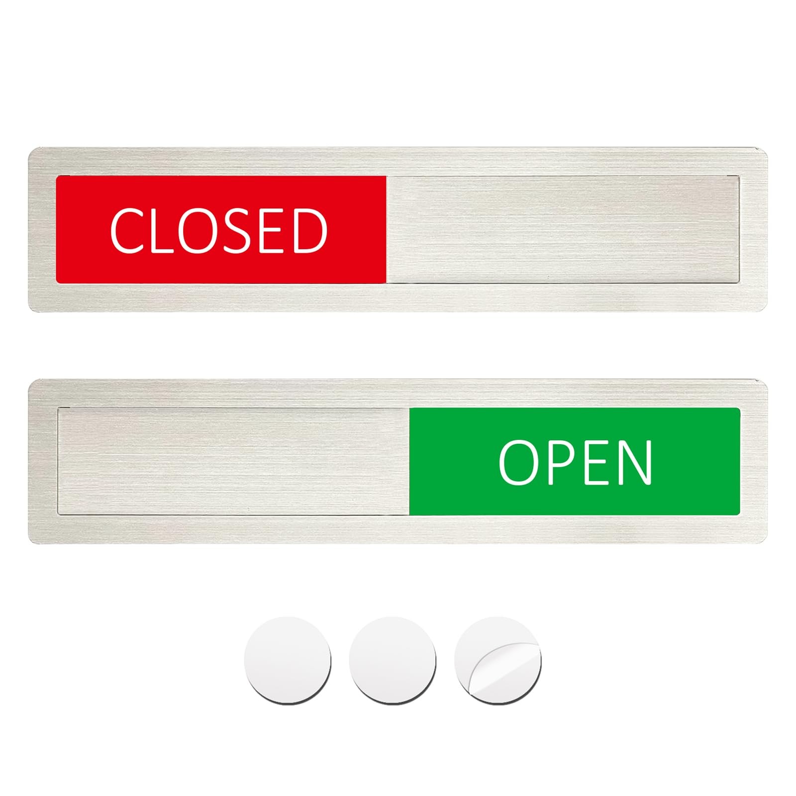 Open Closed Sign, Signs Privacy Slide Door Sign 7 x 1.5 inches, Silver