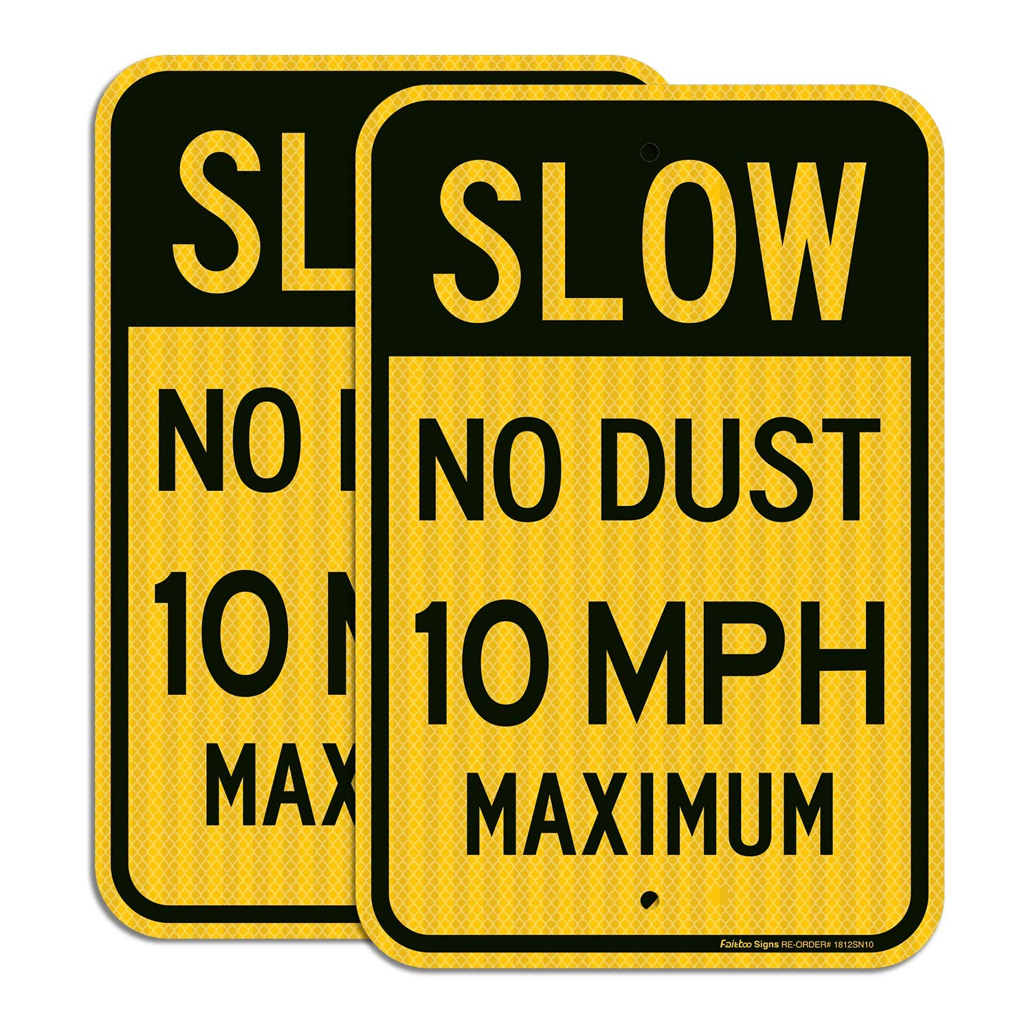 2 Pack Slow No Dust 10 MPH Maximum Sign, Speed Limit Sign 18 x 12 Inches Engi…