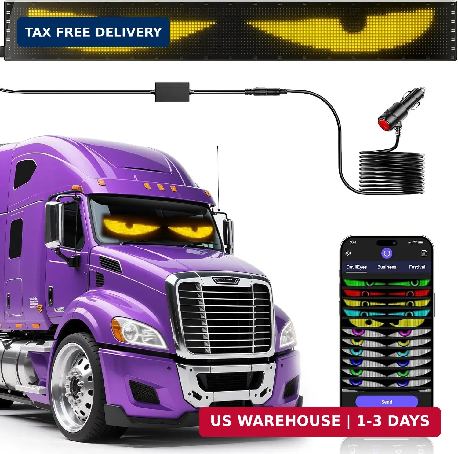 Devil Eyes Light for Cars,Flexible Scrolling Programmable LED Signs,LED Eyes for