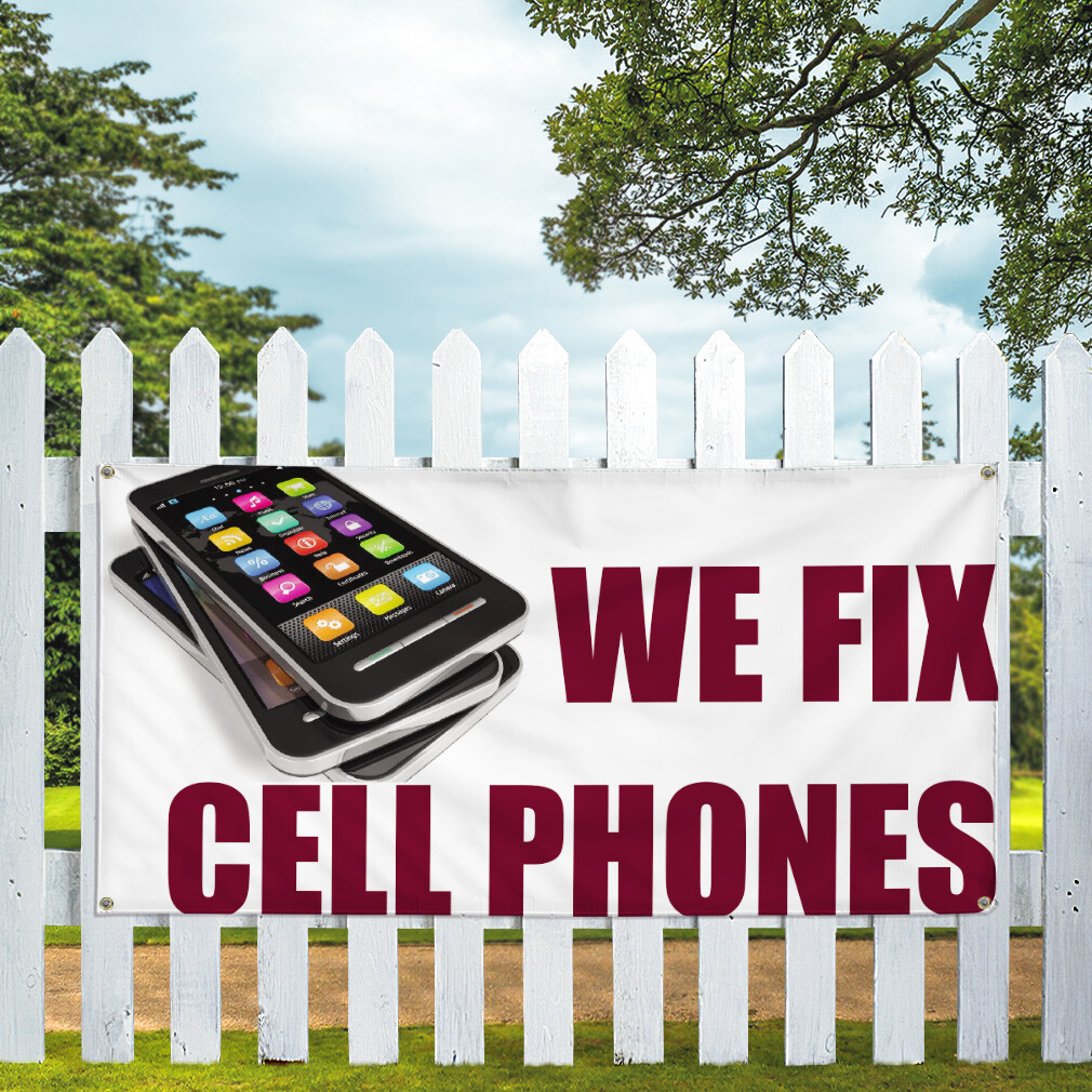Vinyl Banner Multiple Sizes We Fix Cell Phones Advertising Printing C Retail