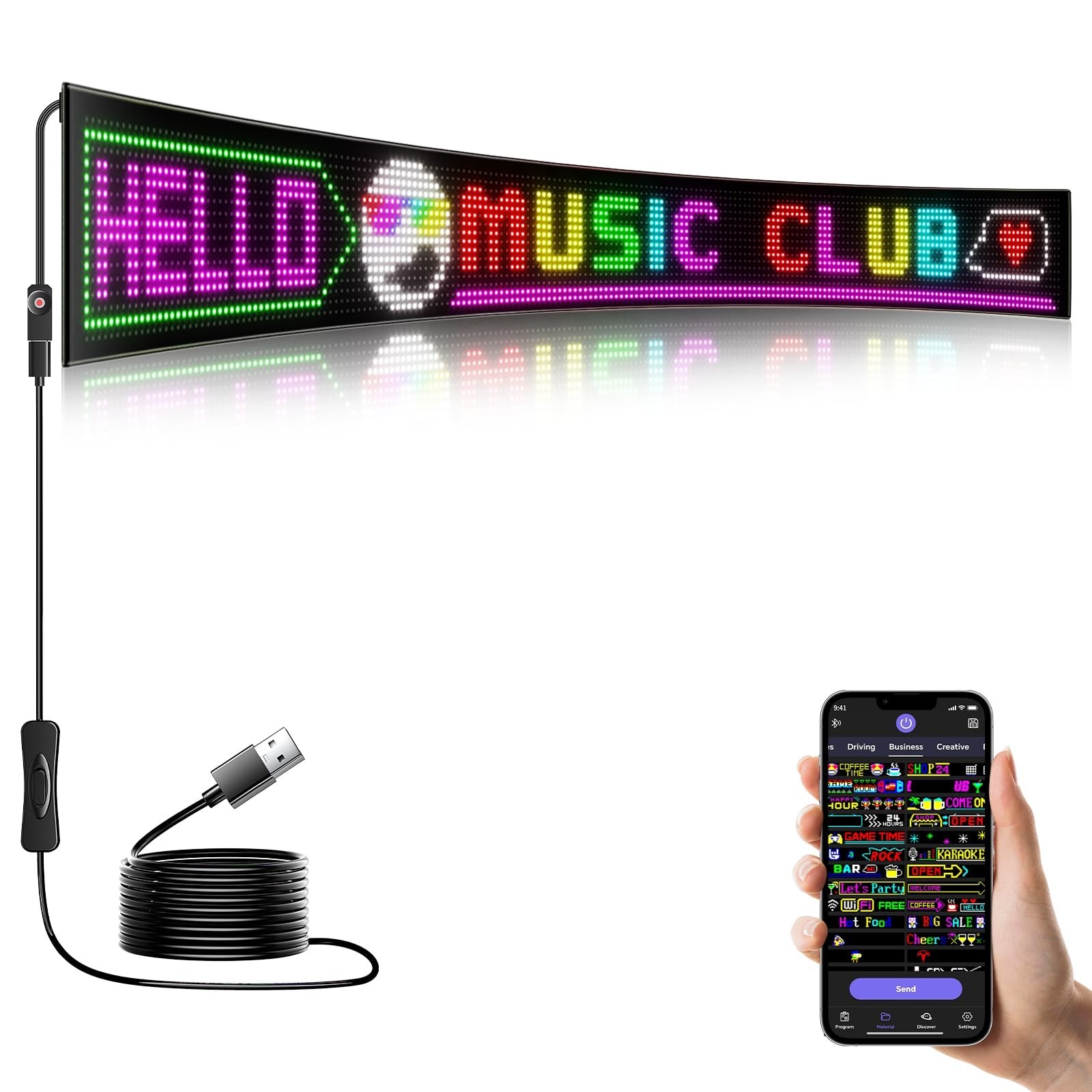 LED Sign – APP Control DIY Programmable Custom Sign Waterproof Flexible USB 5…